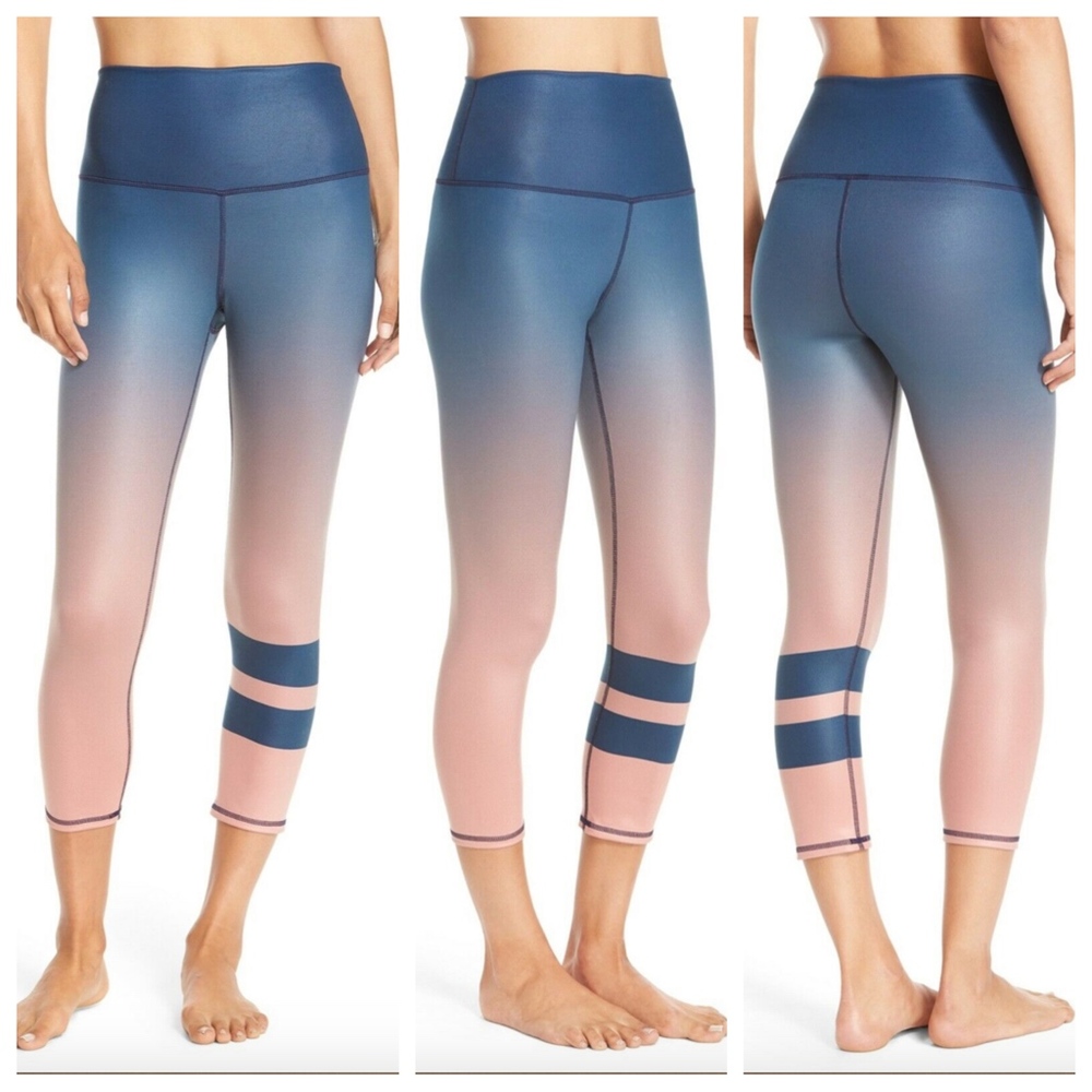 NEW Alo High Waist Airbrush‎ Capris Ombre Pink XS